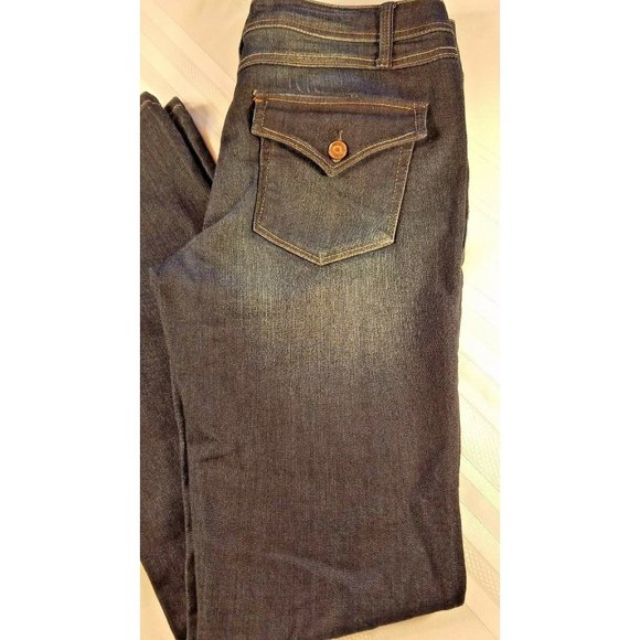Roz and Ali Women's Flap Pocket Jeans Size 8 Average Dark Wash Whiskering - Picture 10 of 10